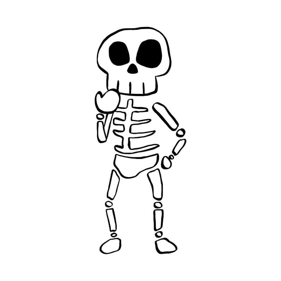 Vector illustration of Halloween Skeleton cartoon line on white background.  11257788 Vector Art at Vecteezy