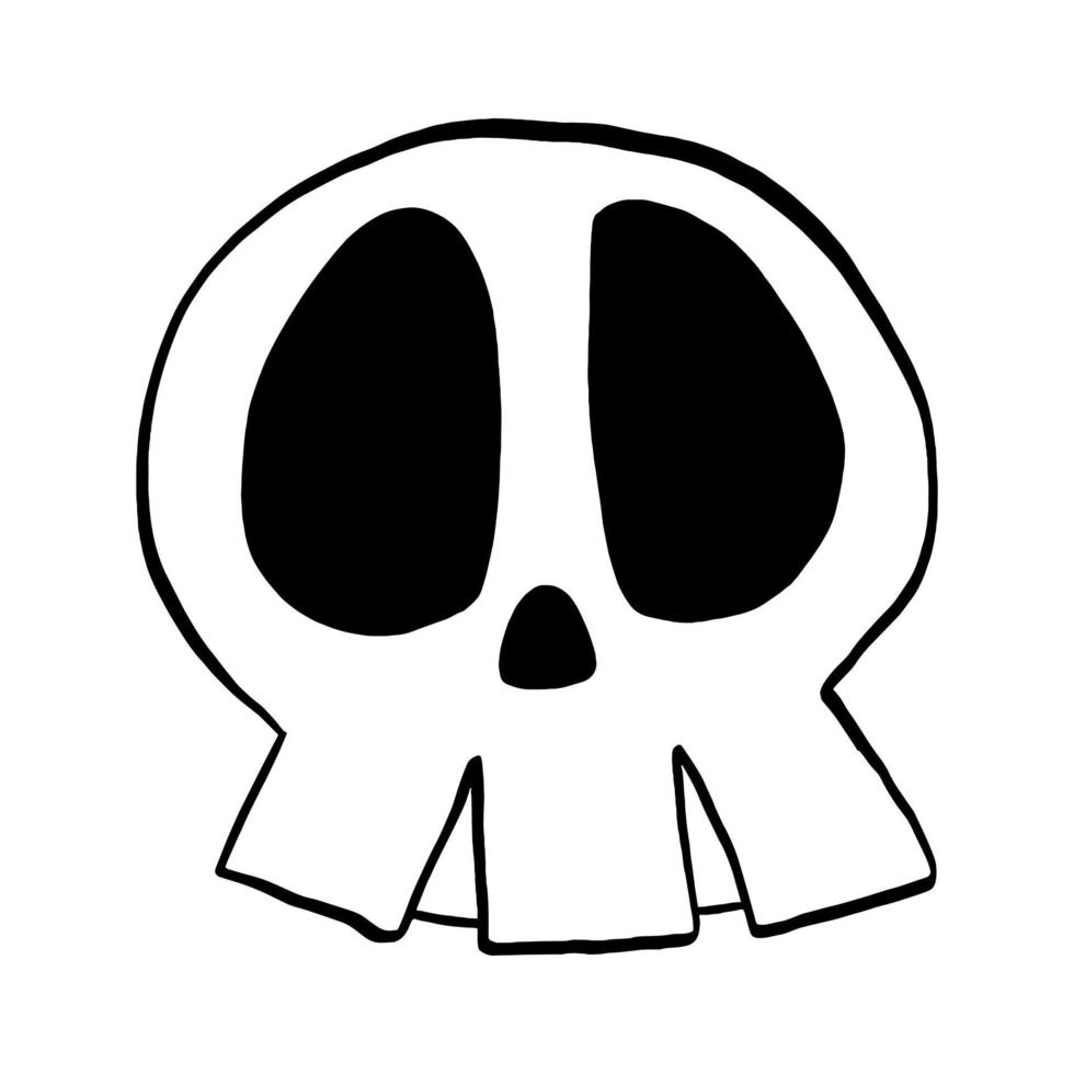 Vector illustration of Skull cartoon line on white background.