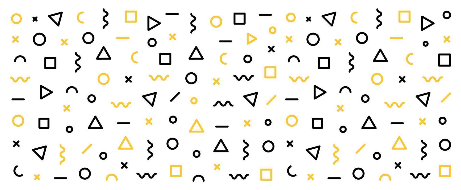 Memphis geometric Vector pattern with black and yellow.