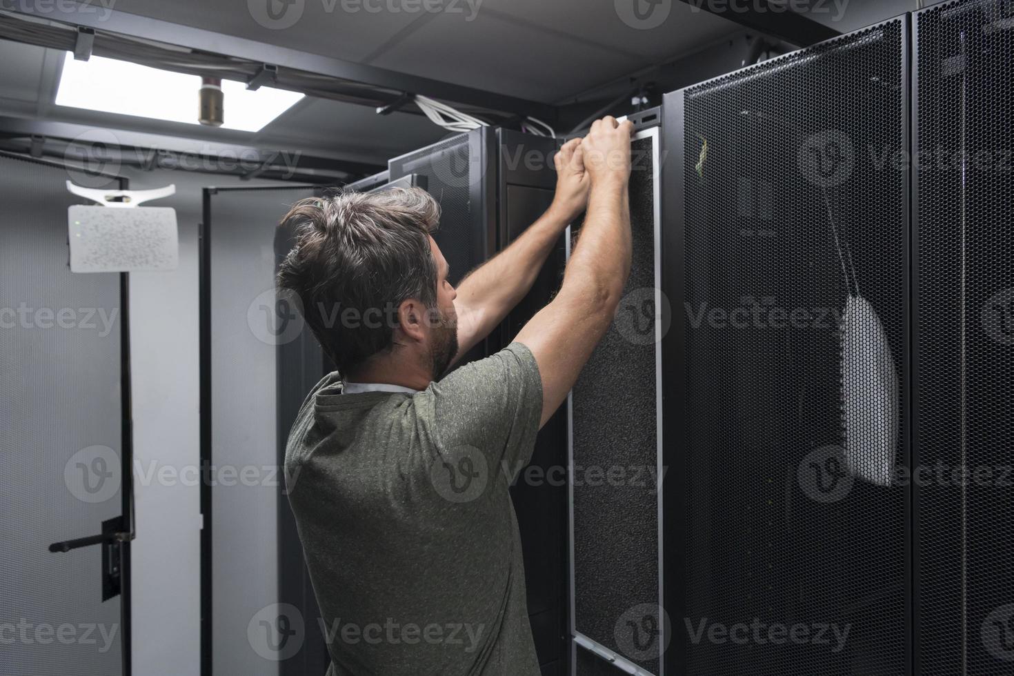 IT engineer working In the server room or data center The
