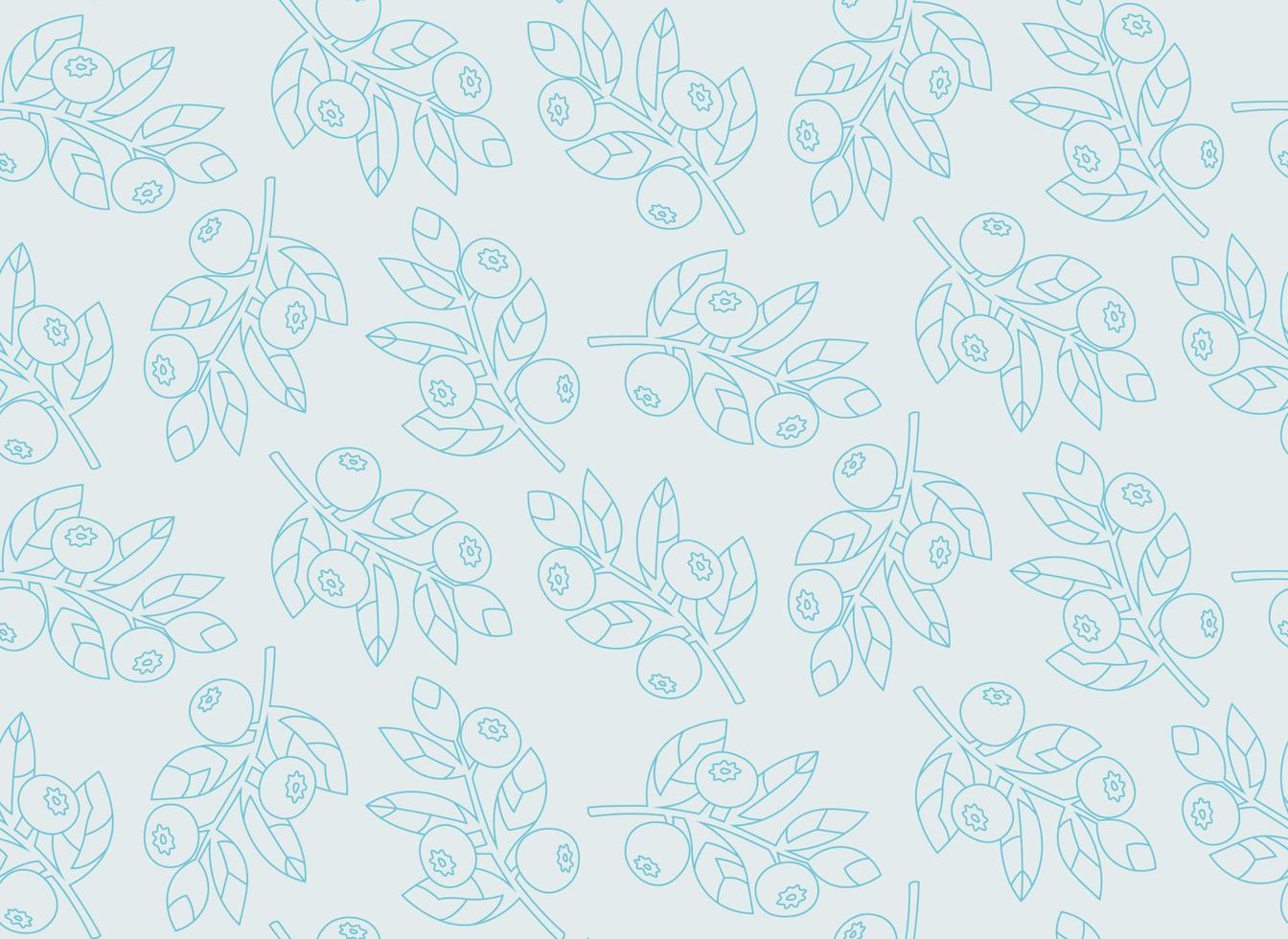 Seamless pattern with blueberry sprigs. Texture with berries in outline style. vector