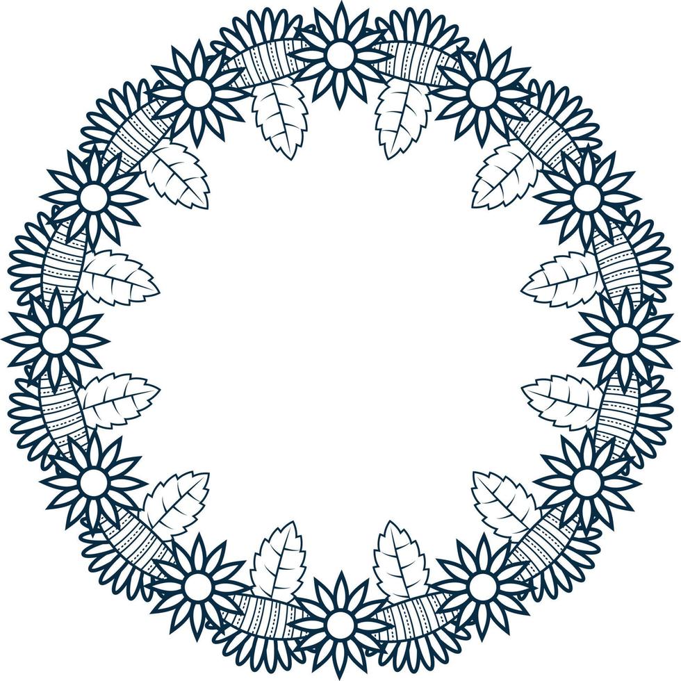 mandala circle frame coloring page, vector
