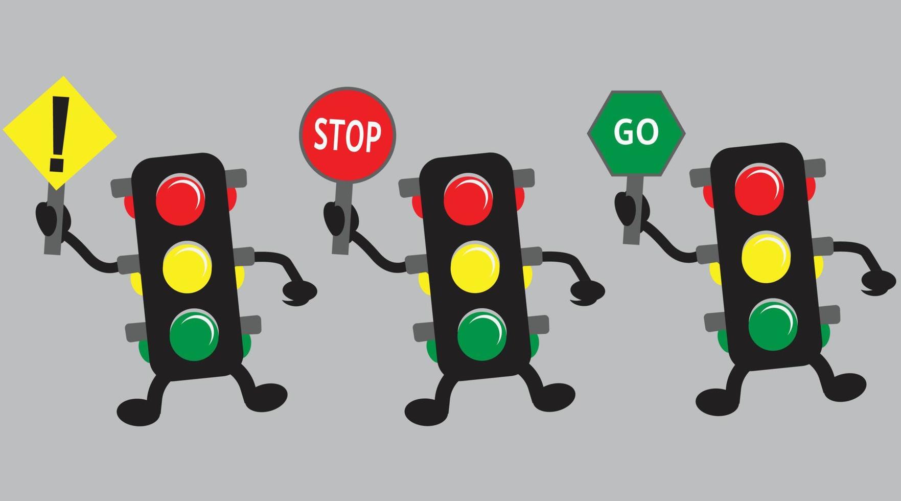 KAWAII TRAFFIC LIGHTS THAT CONSIST OF A FREE VECTOR SET