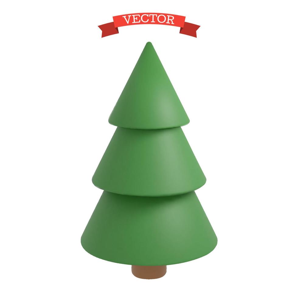 Christmas tree, New Year spruce, 3D vector illustration.