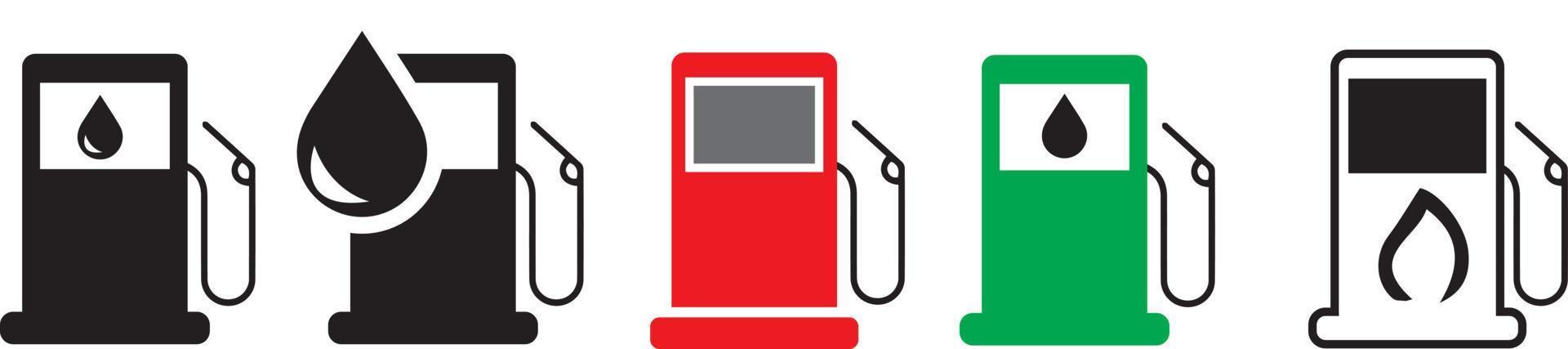 conjunto de iconos de combustible. iconos o signos de gasolineras. símbolo de icono de aceite de motor. recogida de transporte, combustible de gasolina. vector