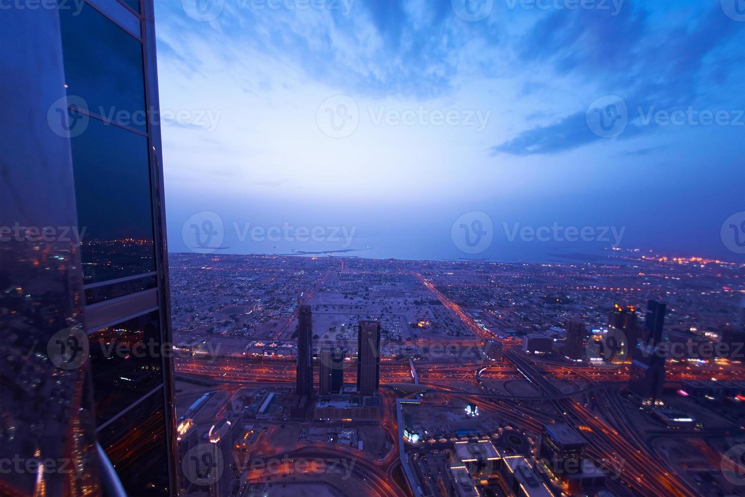 Dubai night skyline photo