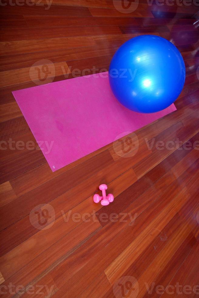 fitness studio with blue exercise balls photo