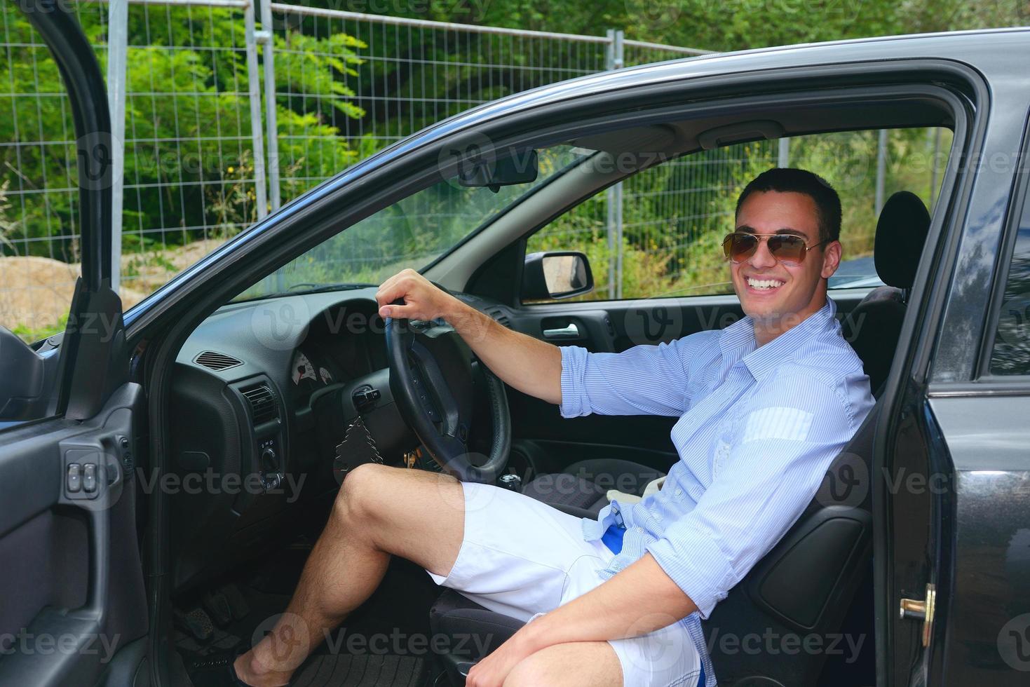 man in car photo