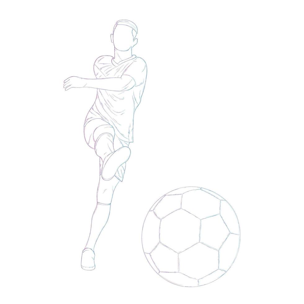 Best soccer player kicking ball line art design vector