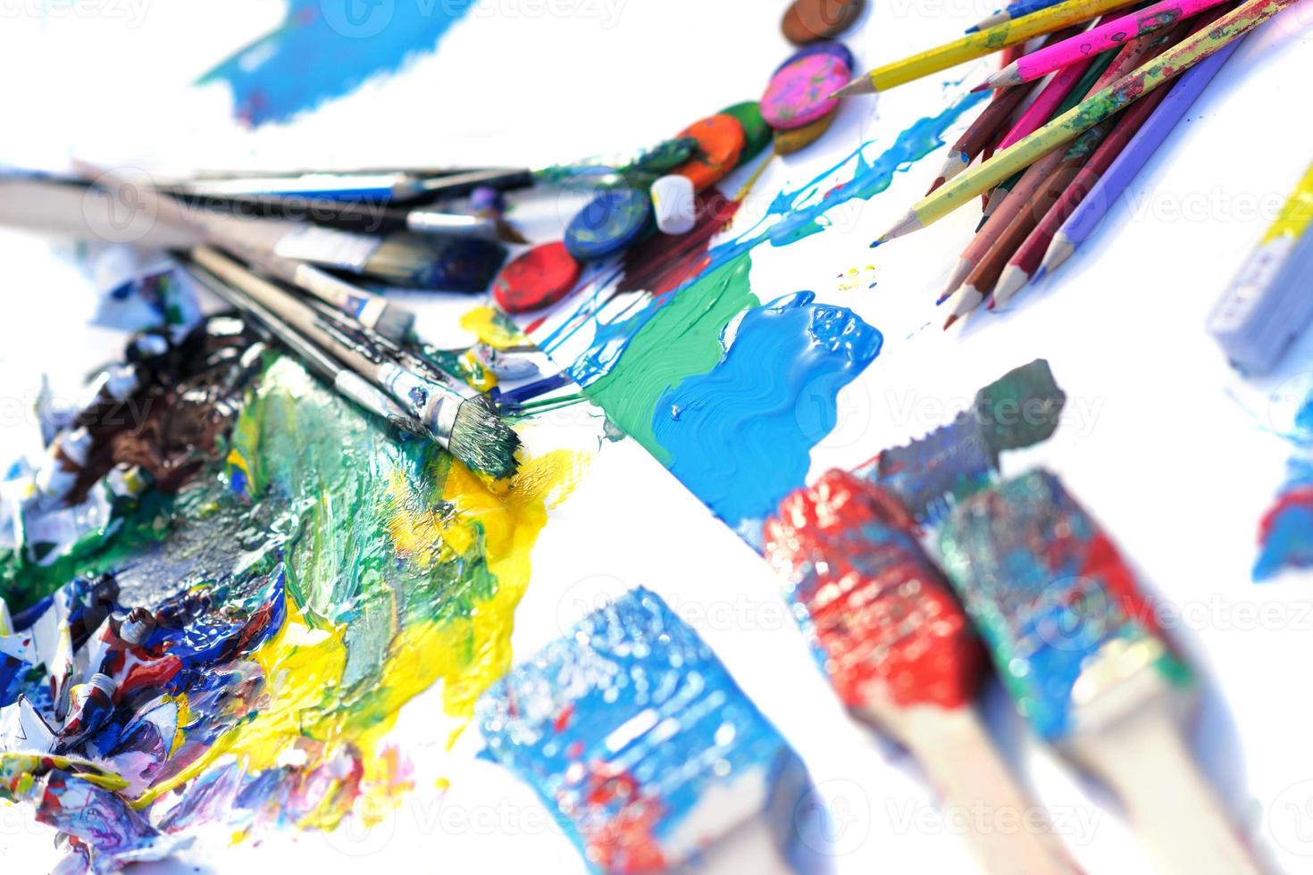 Colors on white surface photo