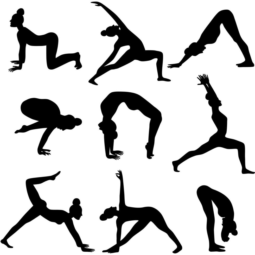 conjunto de pose de yoga. vector