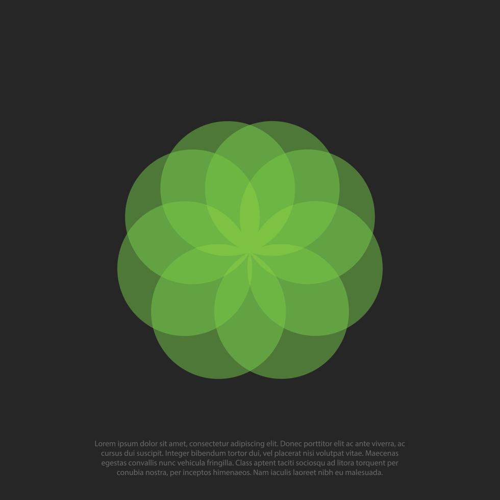 Cannabis or marijuana logo in abstract way, combined transparent rounded to make cannabis shape in the middle. vector