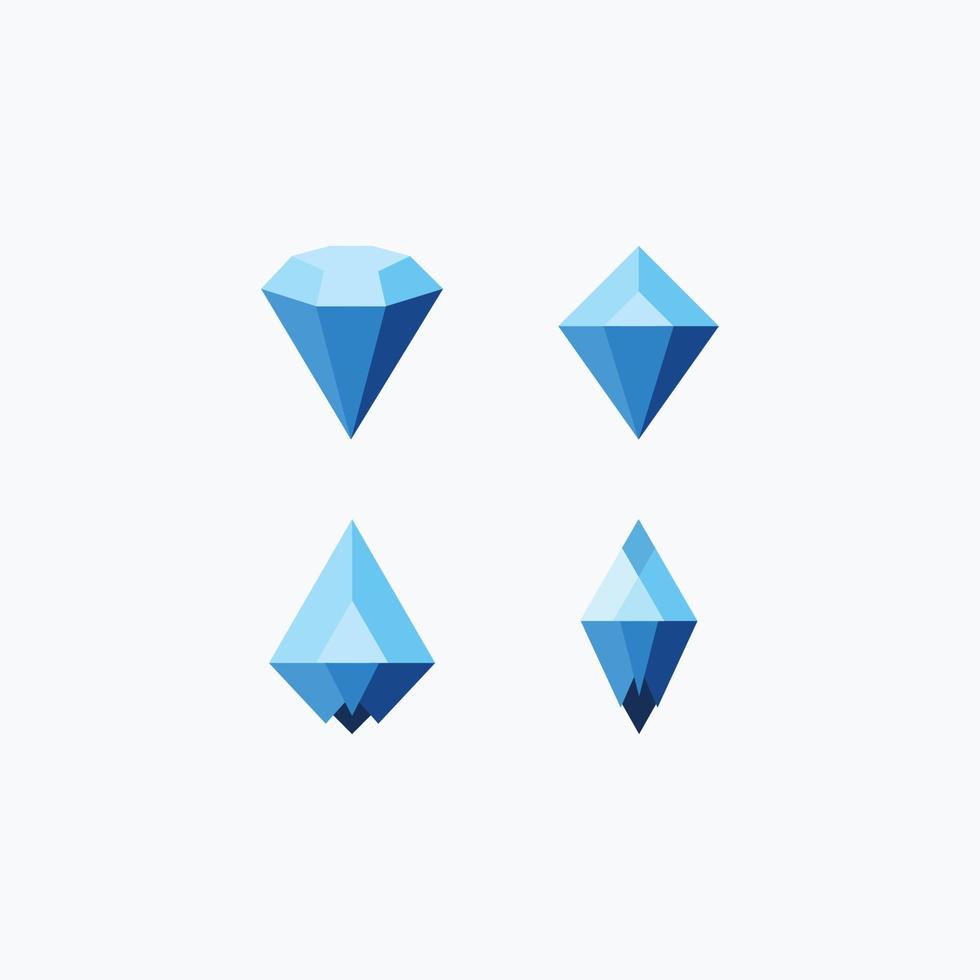 iceberg diamond crystal logo icon set templates vector
