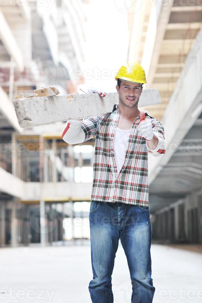 hard worker on construction site photo