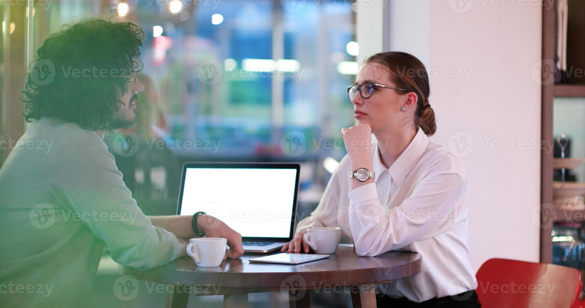 Startup Business Team At A Meeting at modern office building photo