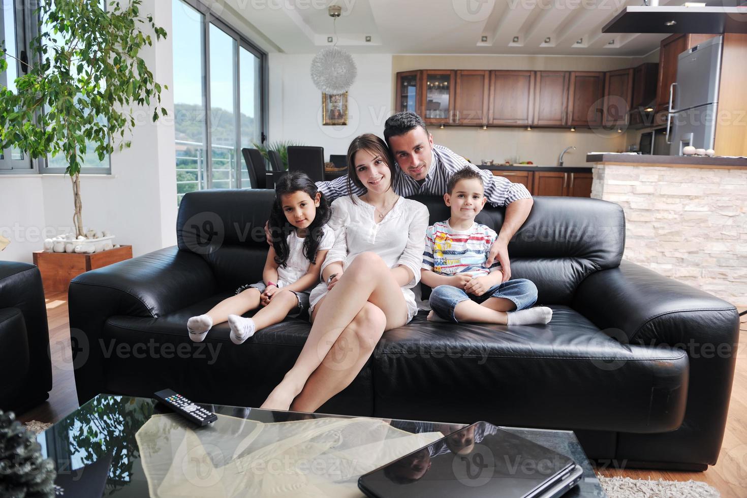 young family at home photo