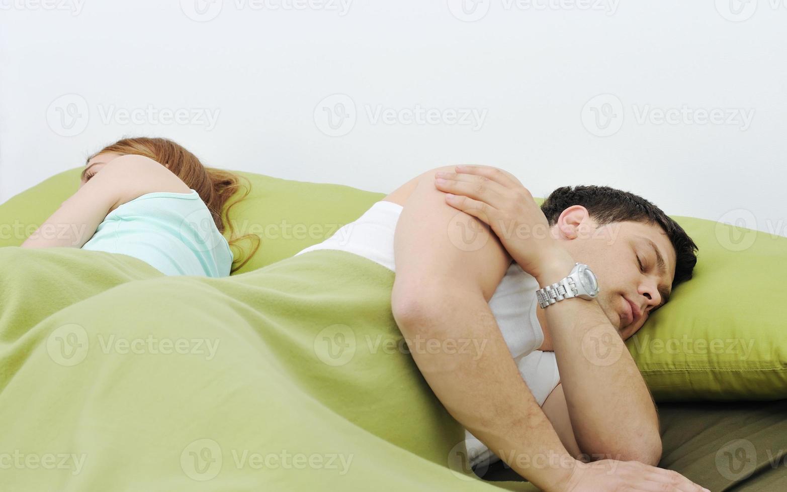 young couple in bed photo