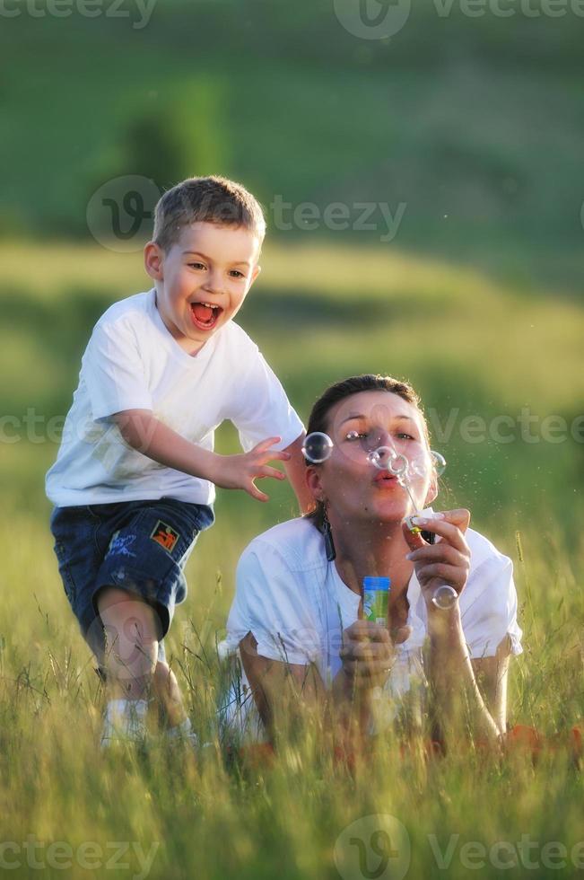 woman child bubble photo