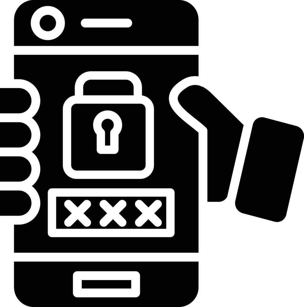 Mobile Password Glyph Icon vector