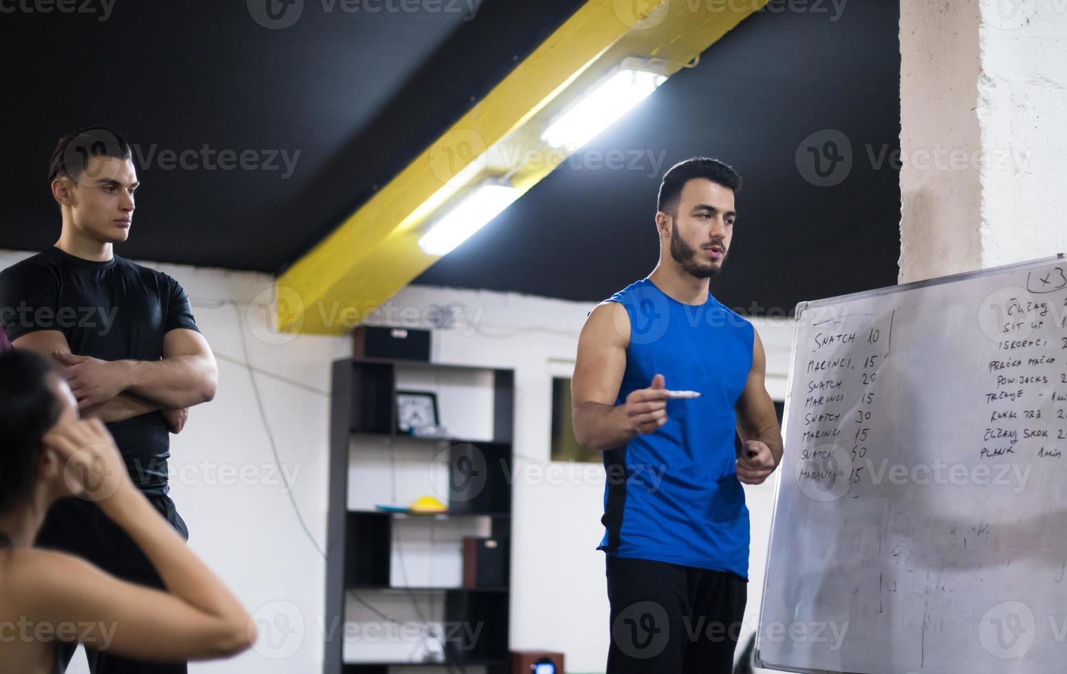 athletes getting instructions from trainer photo