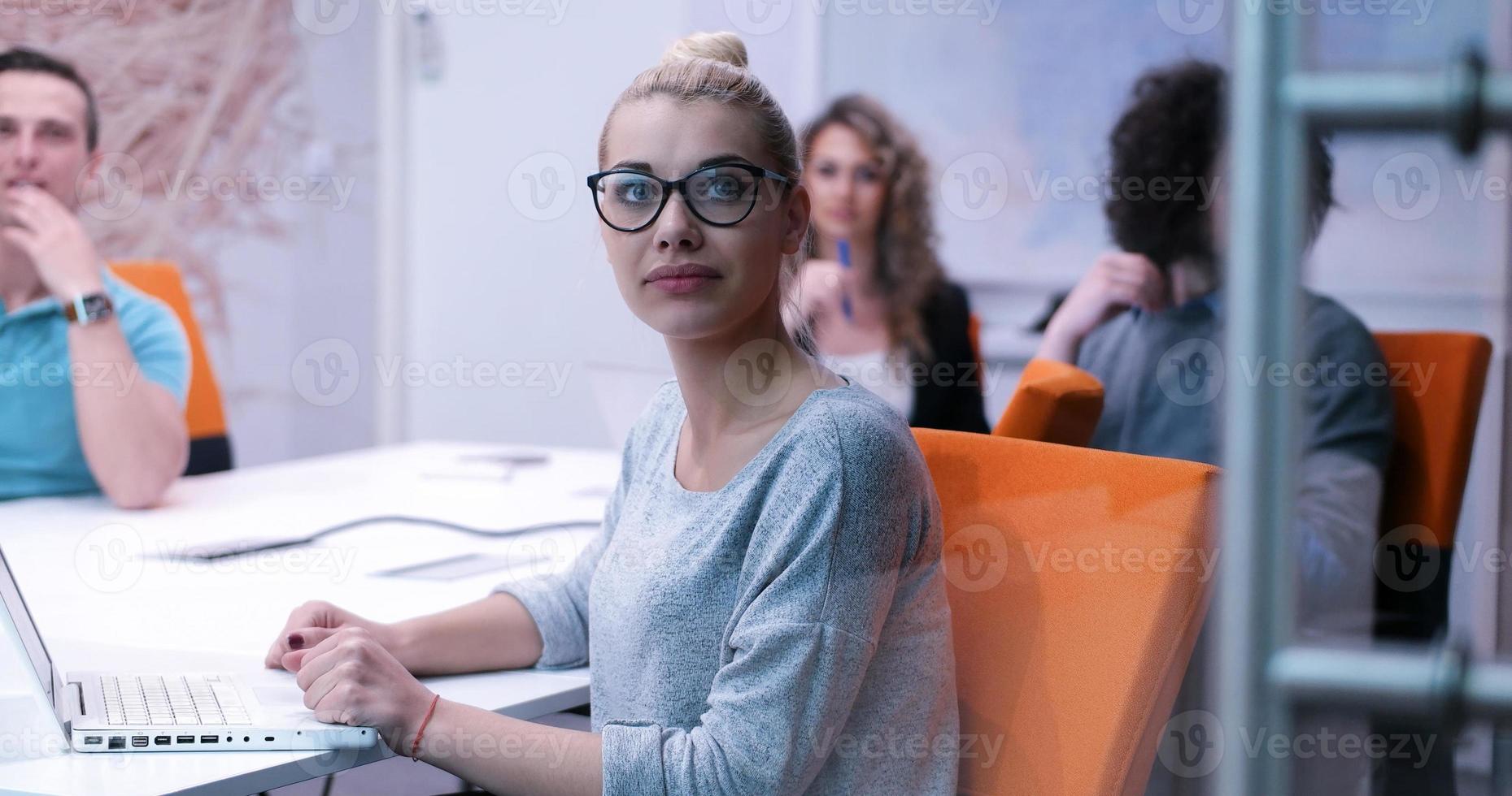 Startup Business Team At A Meeting at modern office building photo