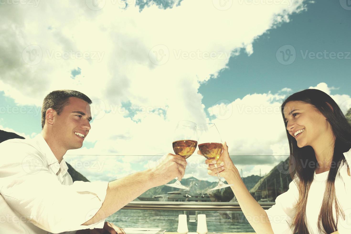 couple having lanch at beautiful restaurant photo