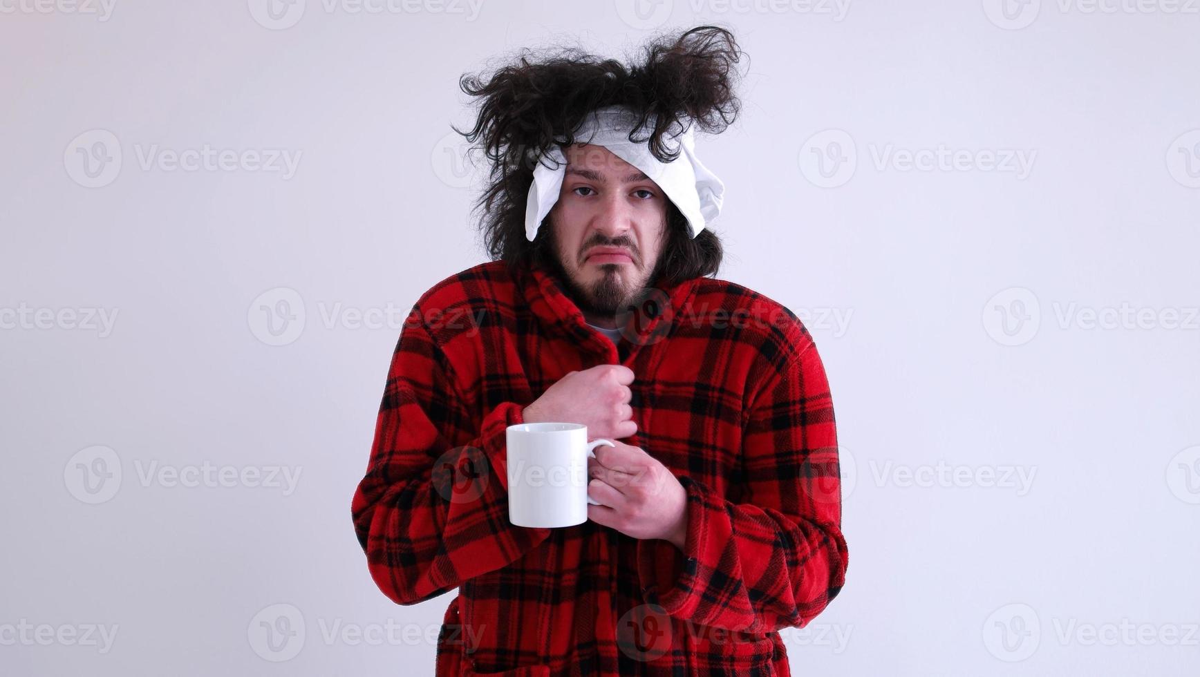 Man with flu and fever photo