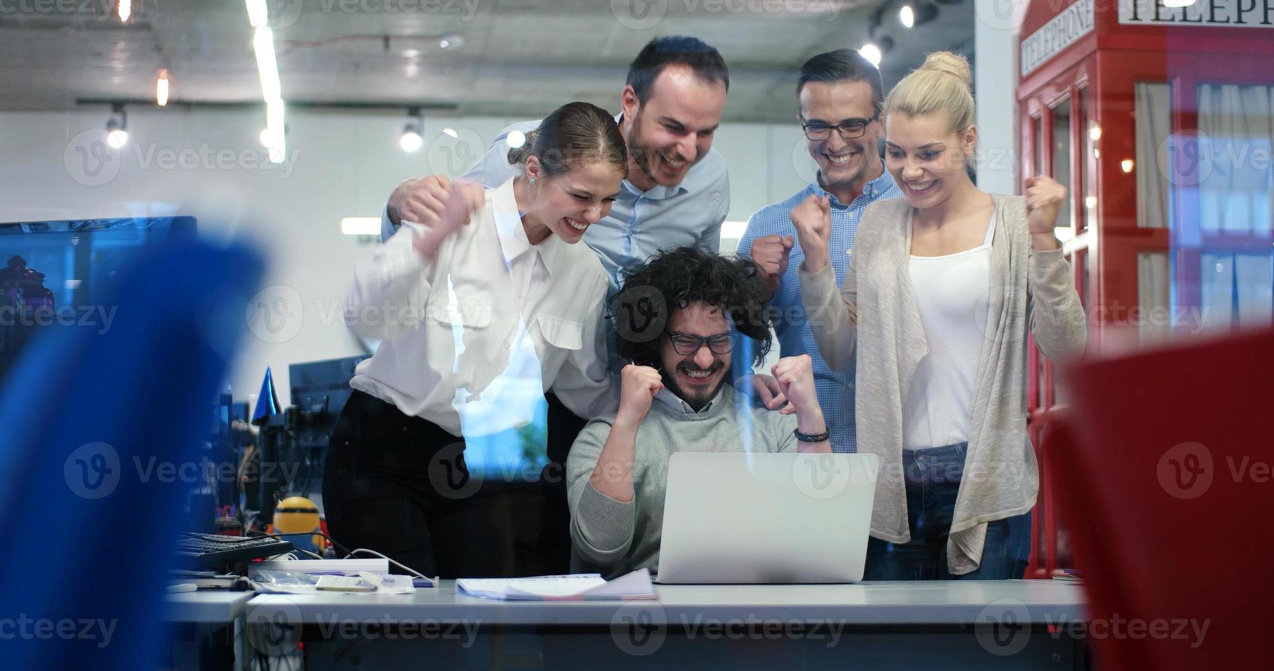 Startup Business Team At A Meeting at modern office building photo
