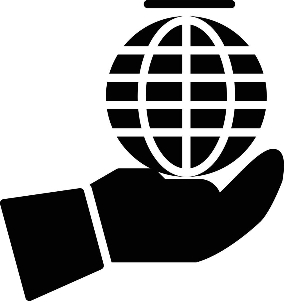 Globe in hand Glyph Icon vector