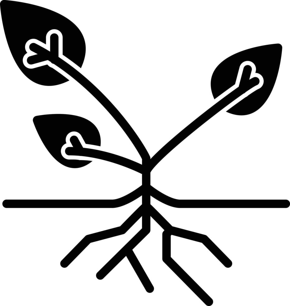 icono de glifo de raíces de plantas vector