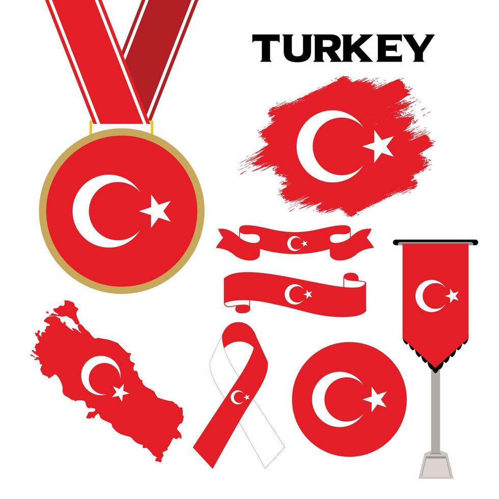Elements Collection With The Flag of Turkey Design Template vector
