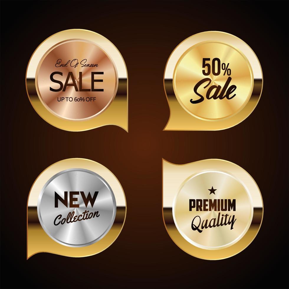 Super sale collection of golden retro vintage badges vector