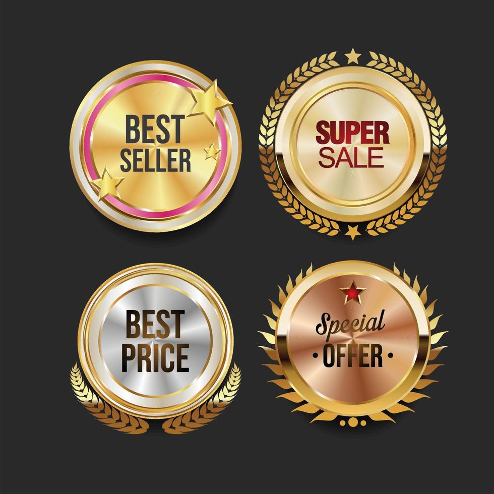 Super sale collection of golden retro vintage badges vector