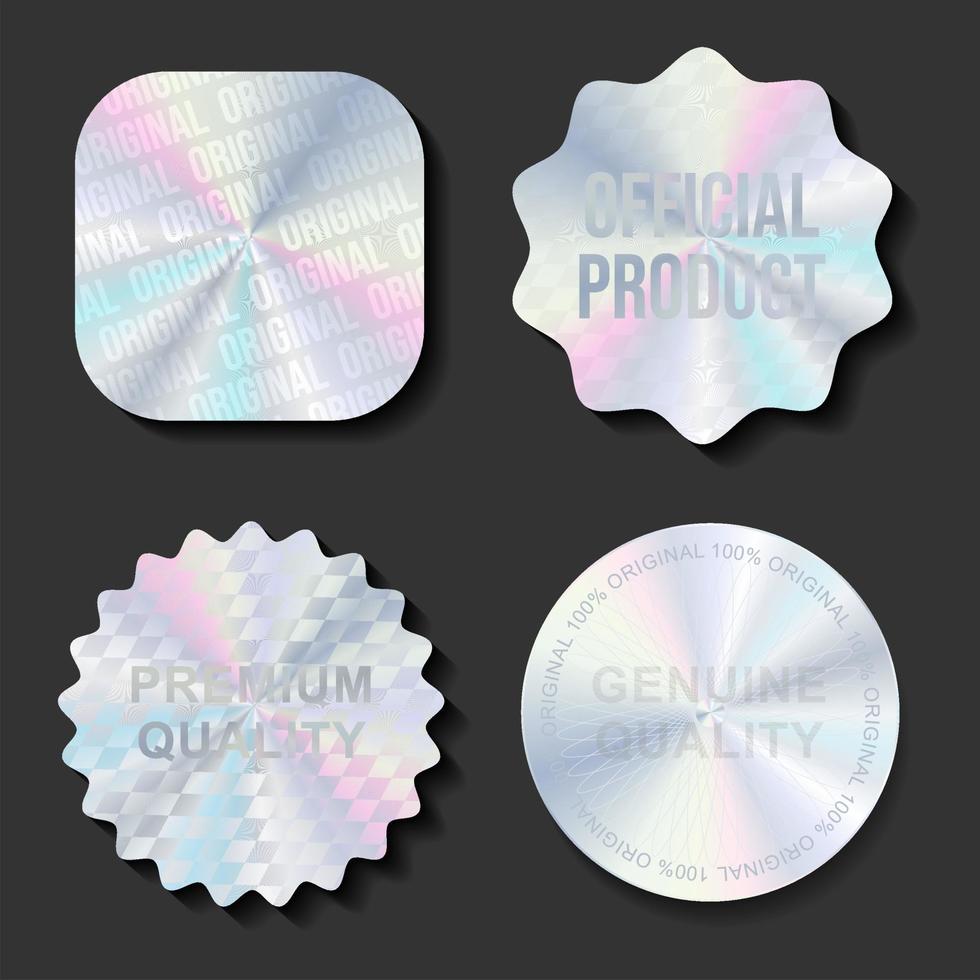 Hologram stickers or labels with holographic texture original product vector