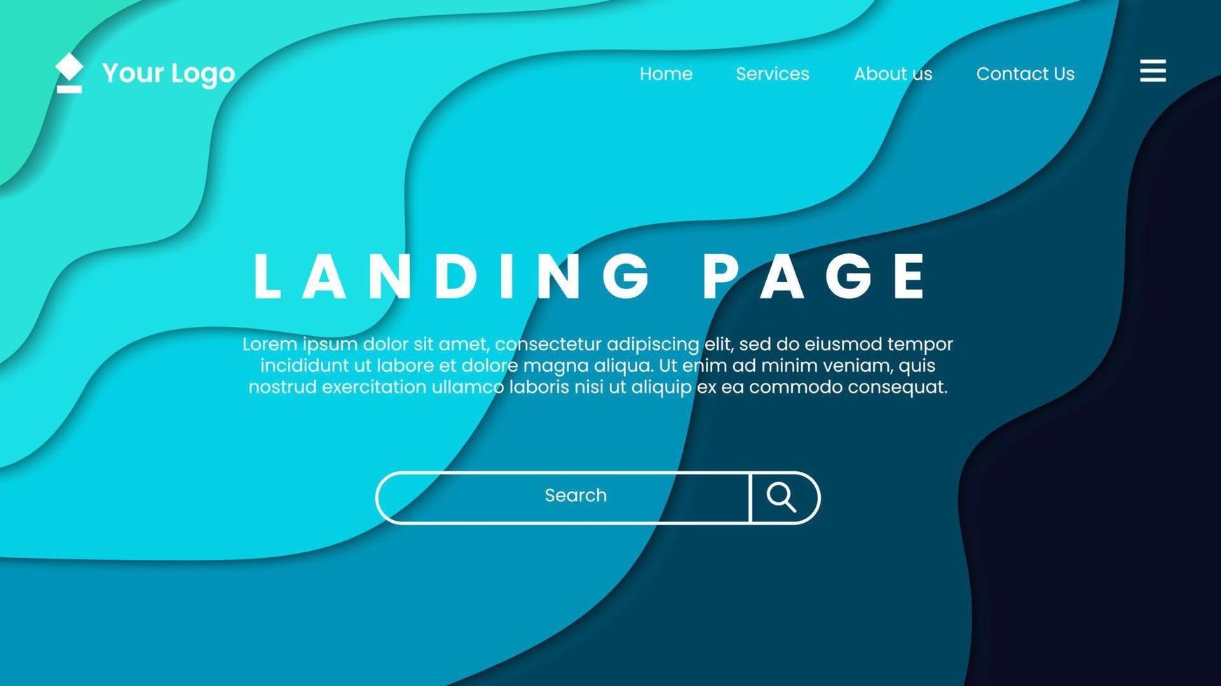 Website template with abstract background - Landing page with beautiful background vector