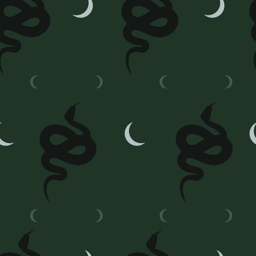 Vector seamless pattern. Mystic celestial serpent background. Boho flat design for fabric, textile, wrapping paper and wallpaper. Repeating image with snakes. Mysticism, esotericism, magic,witchcraft.