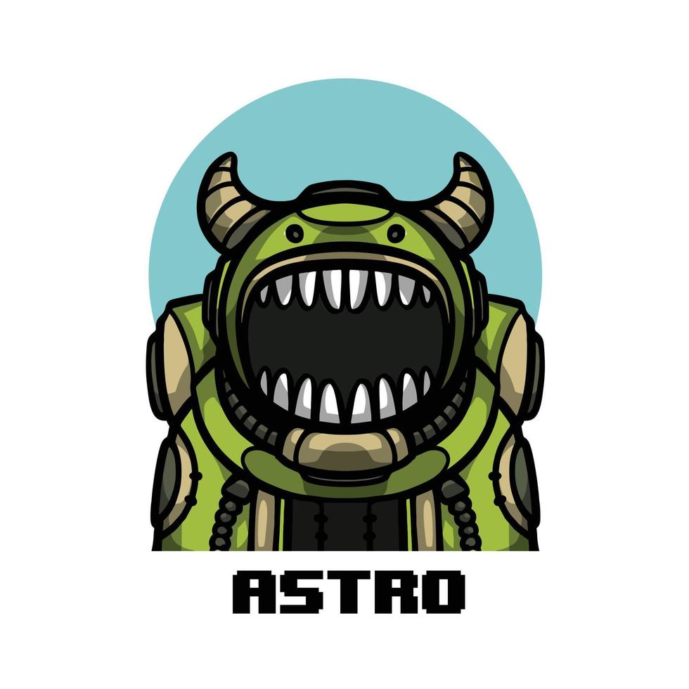 ilustración vectorial dino astronauta vector