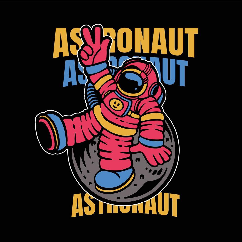Vector Illustration of Astronaut On Moon Template