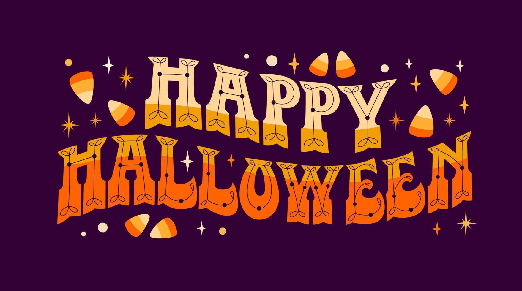 Happy Halloween festive vector lettering illustration for October events designs.