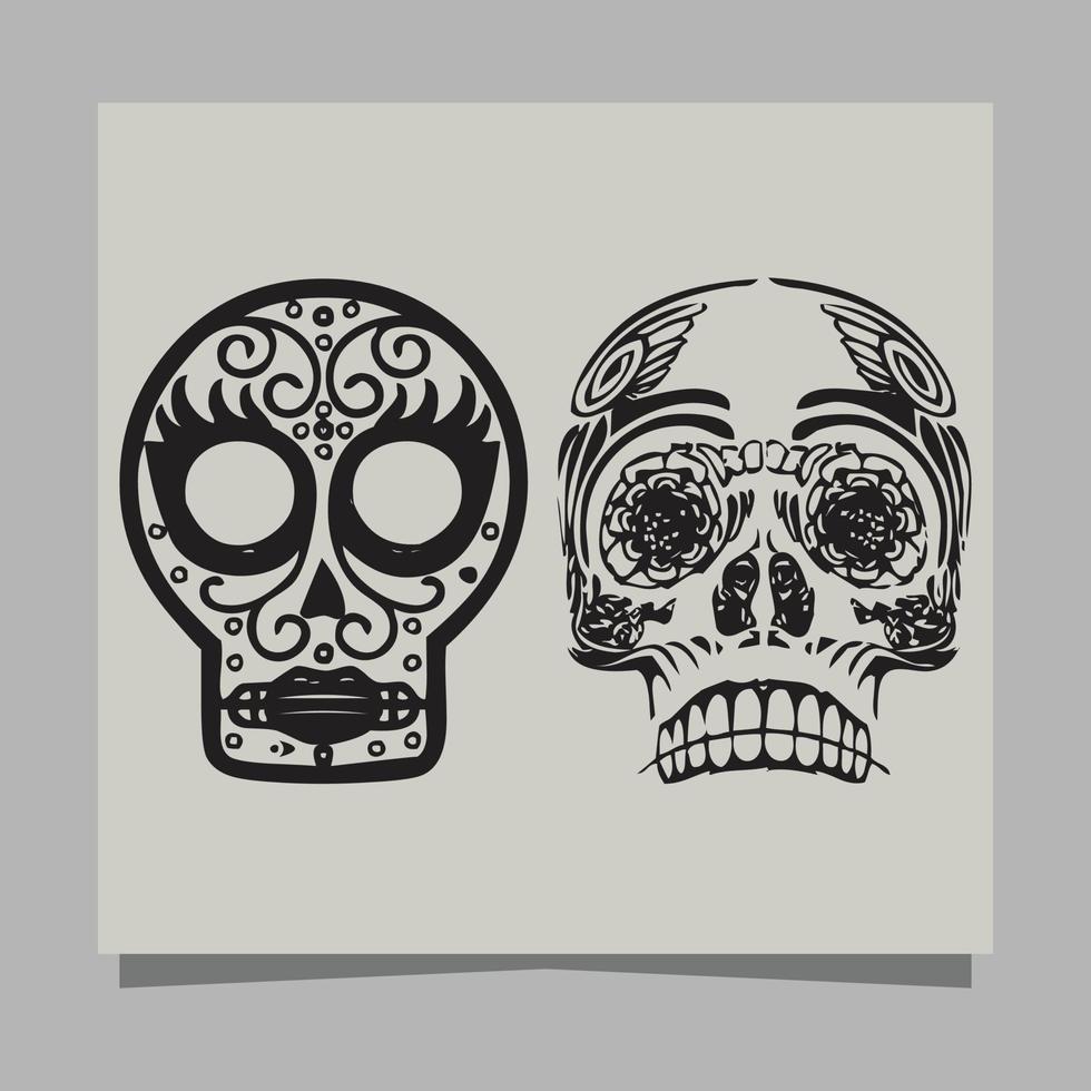 skull vector illustration, drawn on paper very suitable for symbols, tattoo designs, logos and others