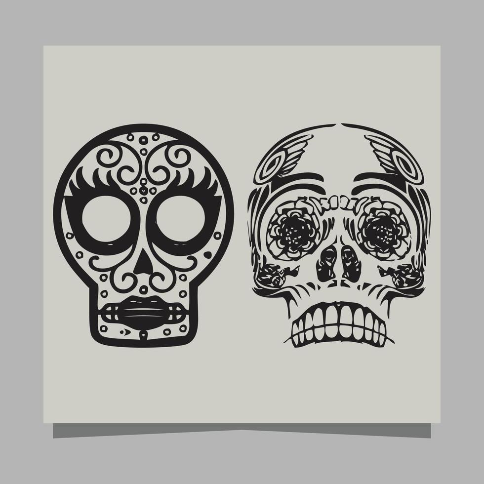 ilustración vectorial del cráneo, dibujada en papel muy adecuada para símbolos, diseños de tatuajes, logotipos y otros vector