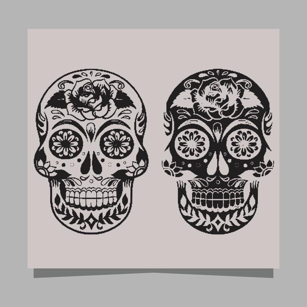 skull vector illustration, drawn on paper very suitable for symbols, tattoo designs, logos and others