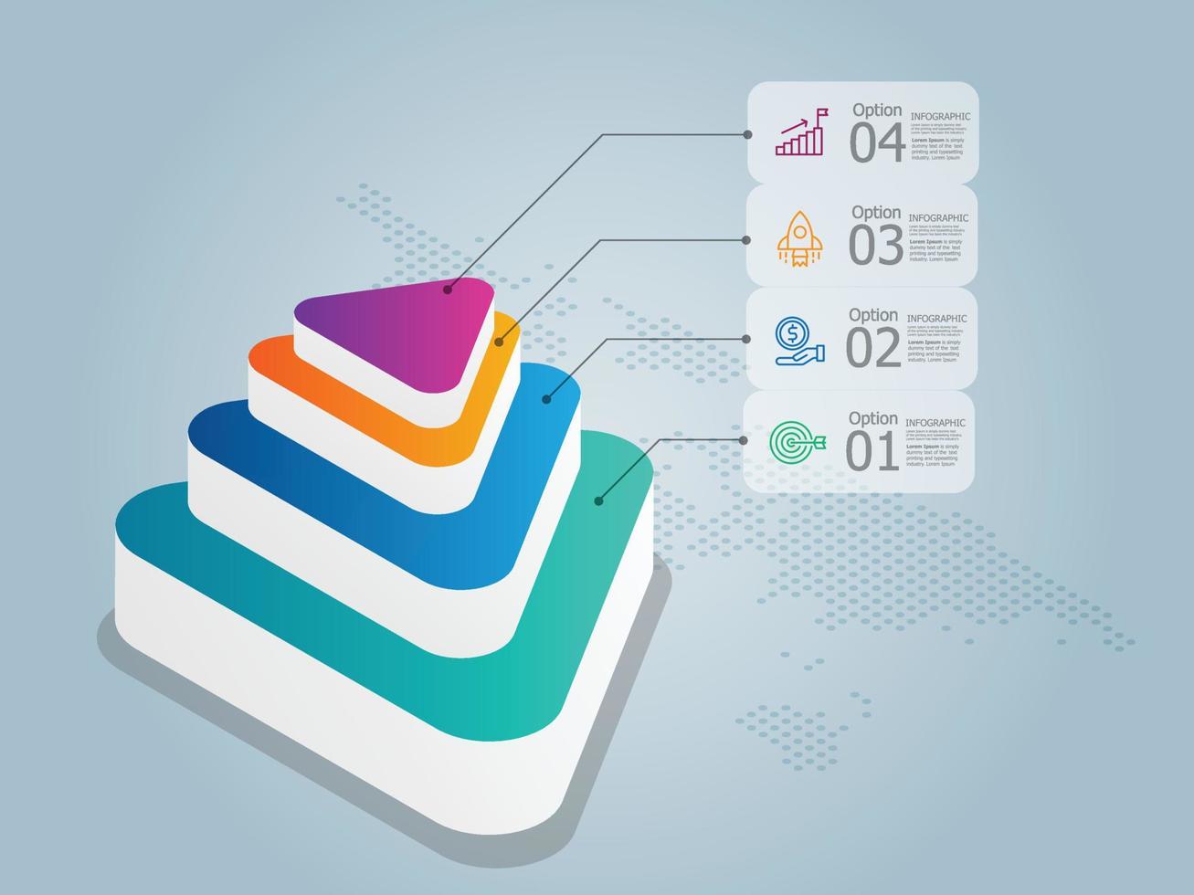 abstract steps pyramid isometric infographic presentation vector