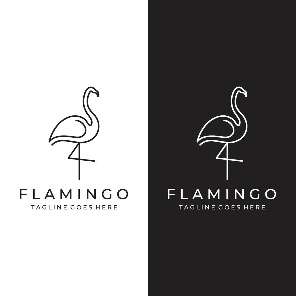 diseño de logotipo de pájaro de patas largas o flamenco. logo con líneas, abstracto y simple. vector