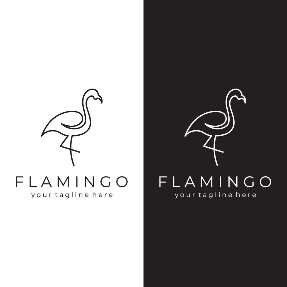 diseño de logotipo de pájaro de patas largas o flamenco. logo con líneas, abstracto y simple. vector