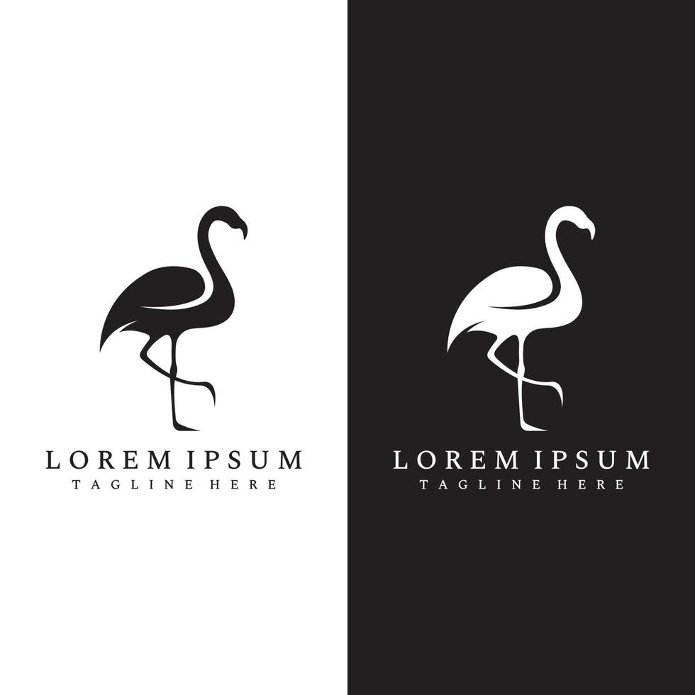 Logo design of long-legged bird or flamingo. Logo with lines, abstract and simple. vector