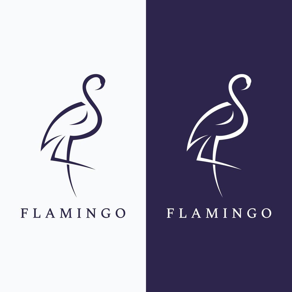 Logo design of long-legged bird or flamingo. Logo with lines, abstract and simple. vector