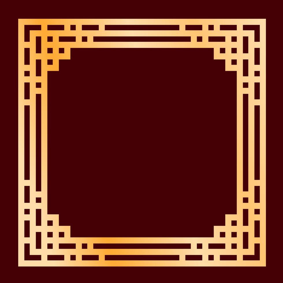 Gold color chinese style frame border on red background vector design