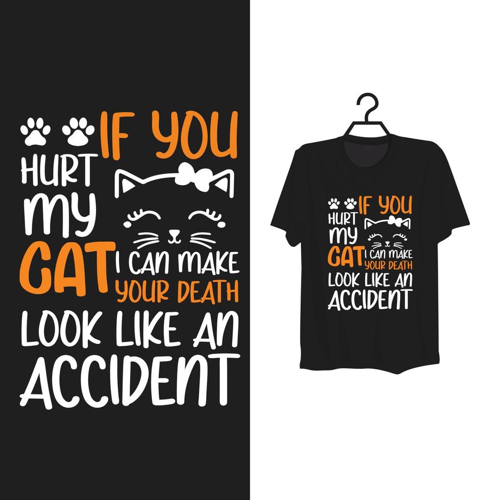 Typography cat t shirt template design. vector
