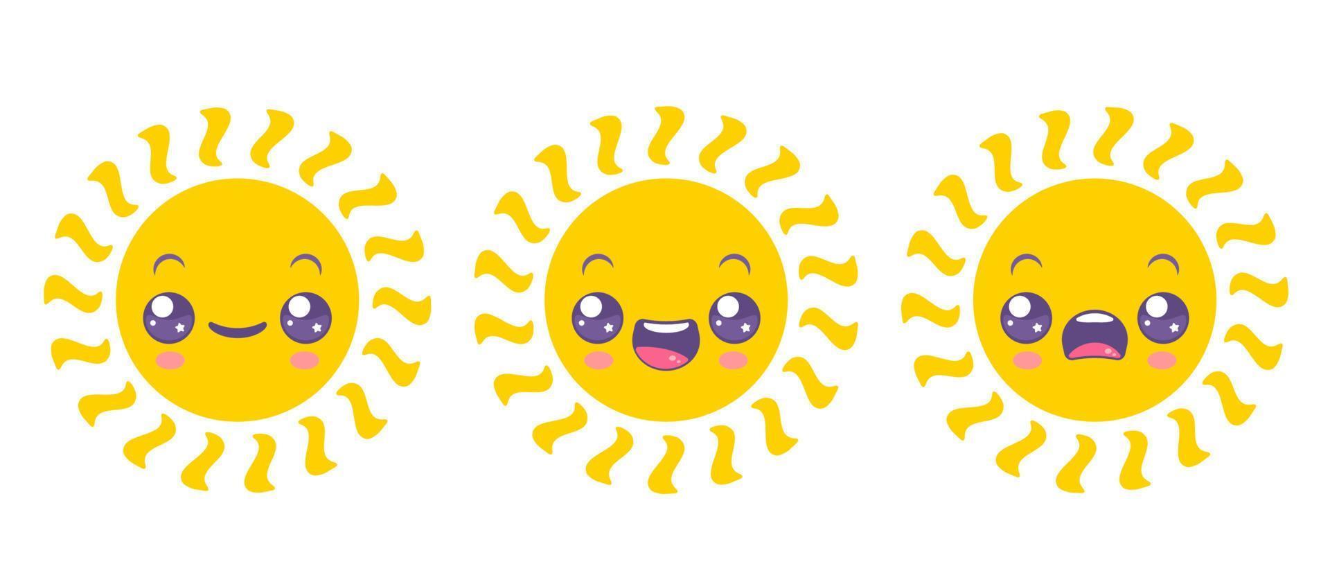 icono de vector de sol en estilo kawaii